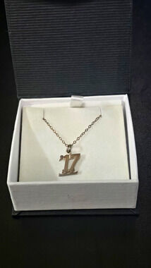 Vintage TIVOL Custom Sterling Silver 925 Jersey Number 17 Pendant Necklace Box